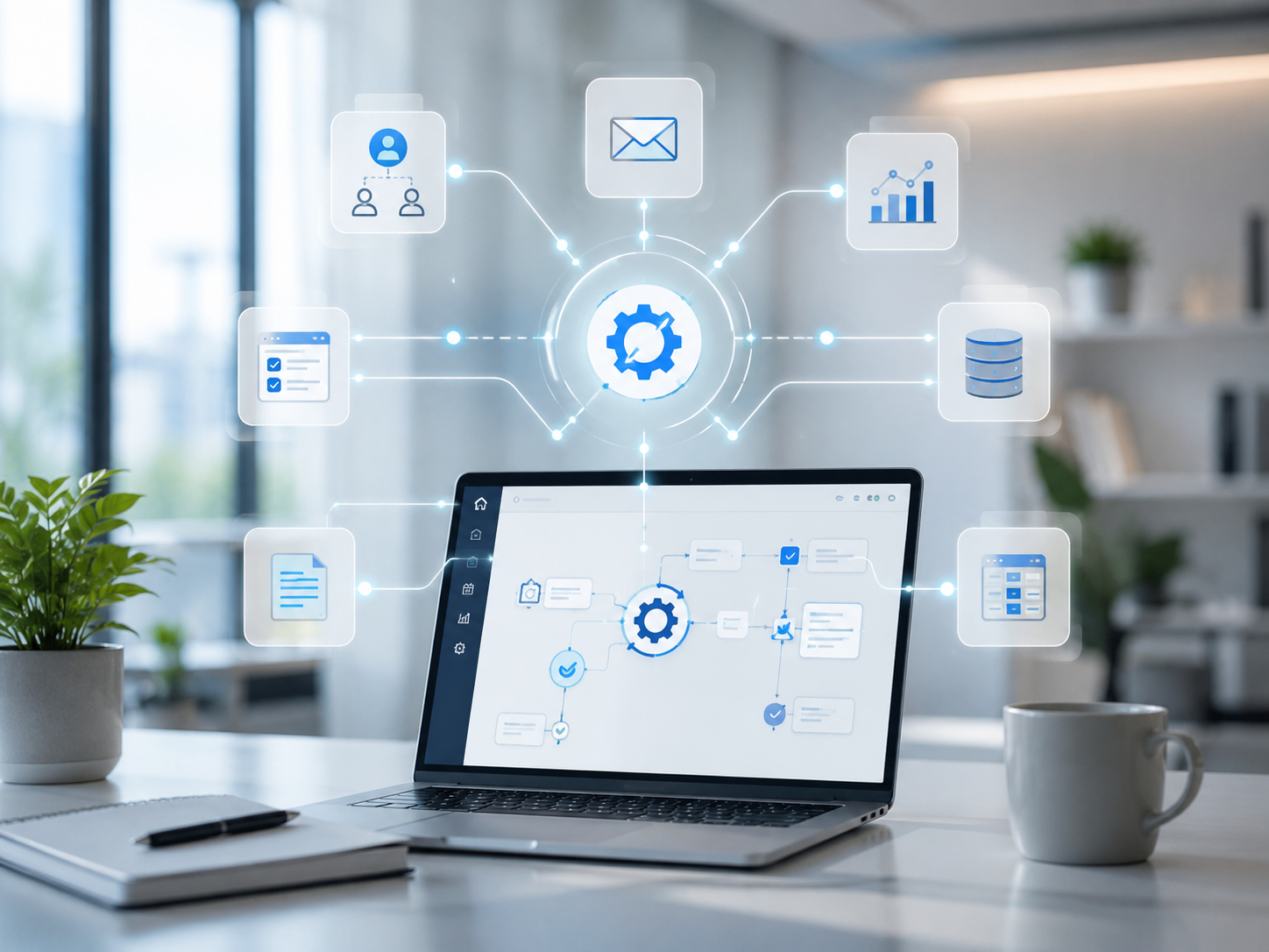 Automatización empresarial conectando procesos y herramientas