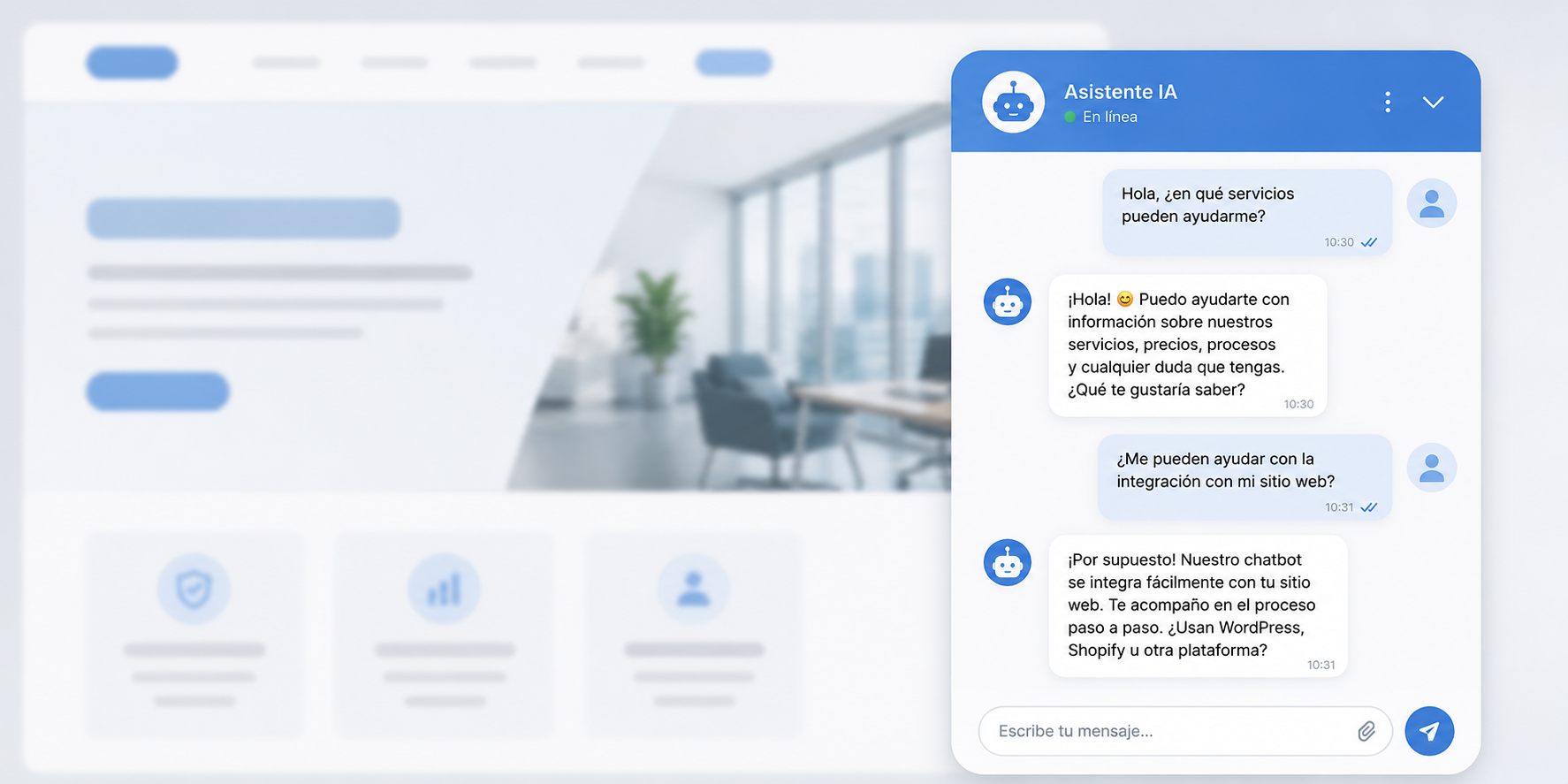 Chatbot web con IA para empresas
