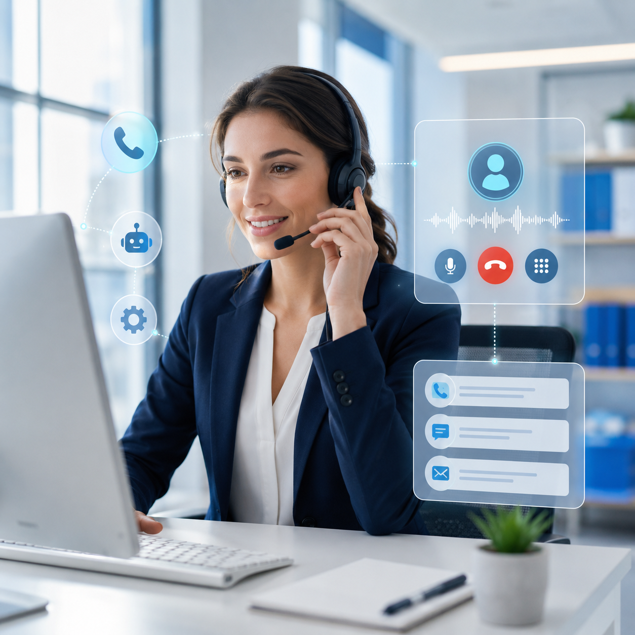 Agente telefónico con IA atendiendo una llamada