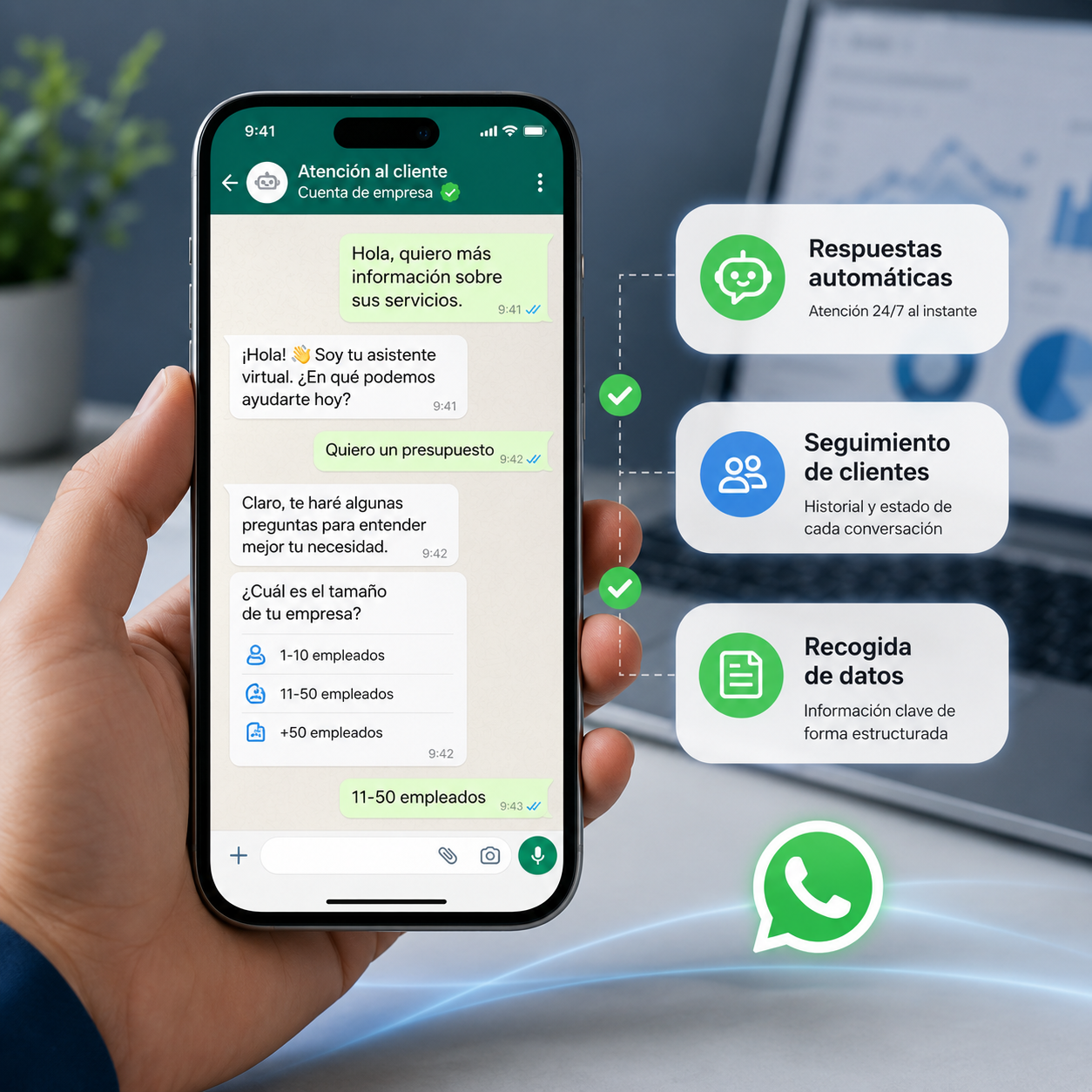 Conversación de WhatsApp Business automatizada con IA