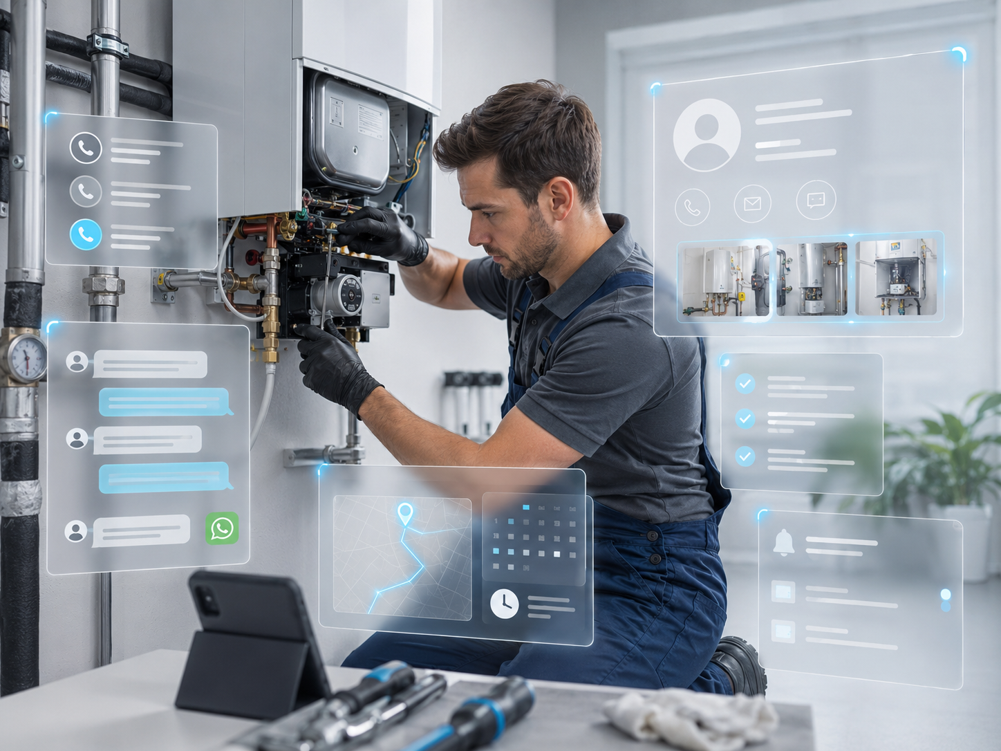 Técnico de servicios y reparaciones trabajando